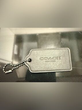 COACH Black Leather Hang Tag, Gunmetal Hardware/New